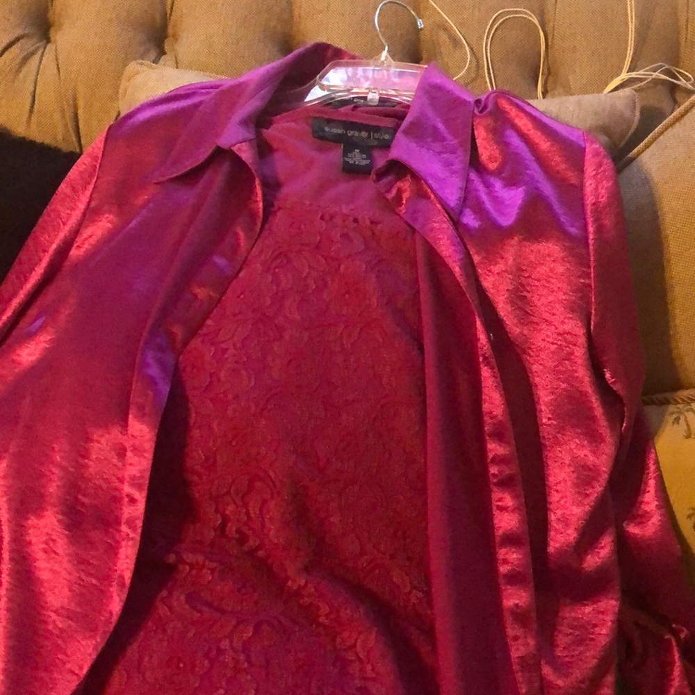 Susan Graver sleeveless top & shirt Jacket set. 1X